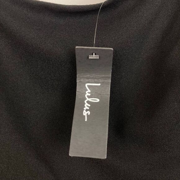 NWT Lulus Shape the Night Black Asymmetrical Midi Cocktail Dress Elegant Sexy L - Picture 4 of 11